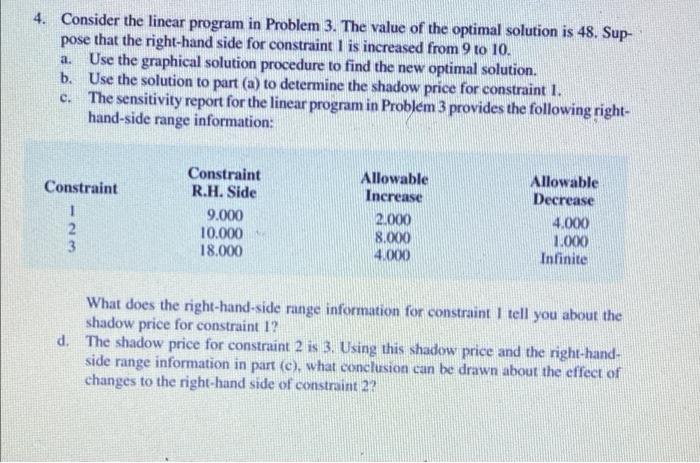 need new answer 4. Consider the linear program in