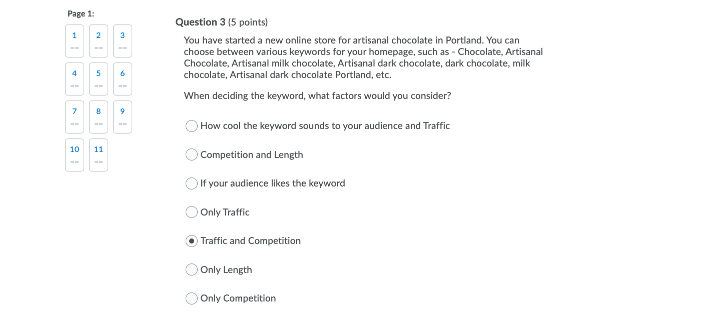 Page 1: Question 3 (5 points) 1 2 3 You have
