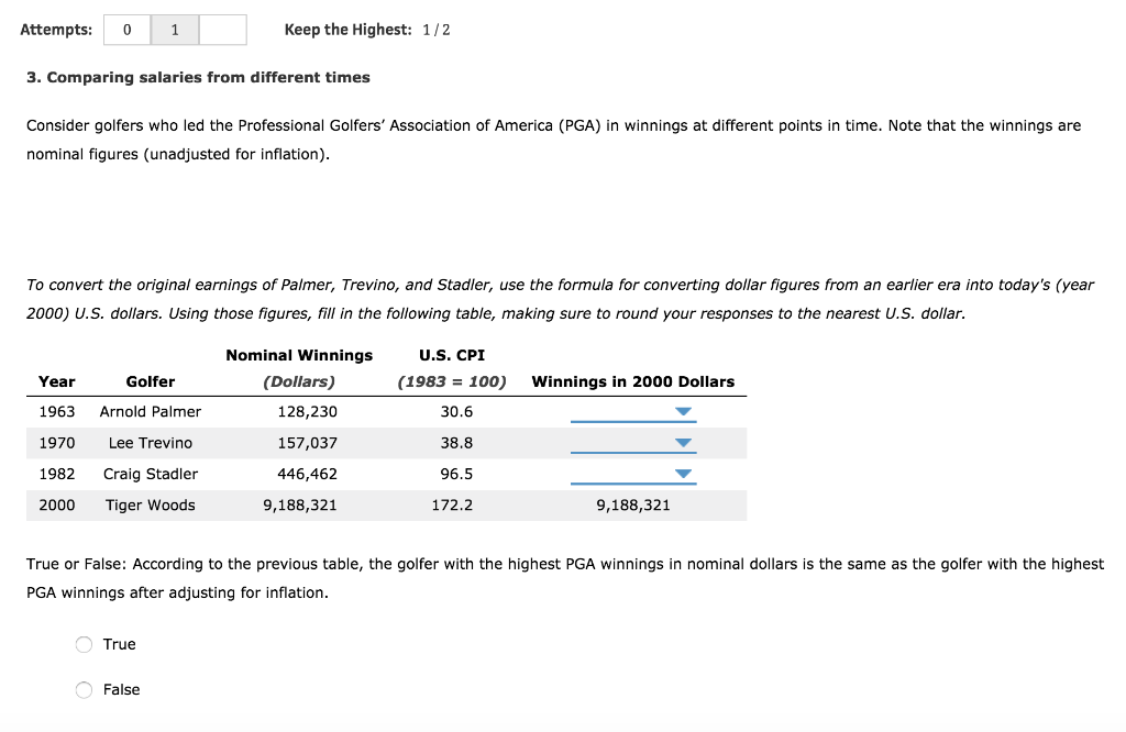 Attempts: 0 1 Keep the Highest: 1/2 3. Comparing