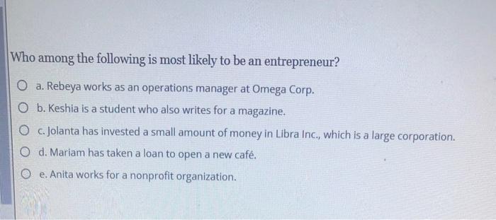 Who among the following is most likely to be an