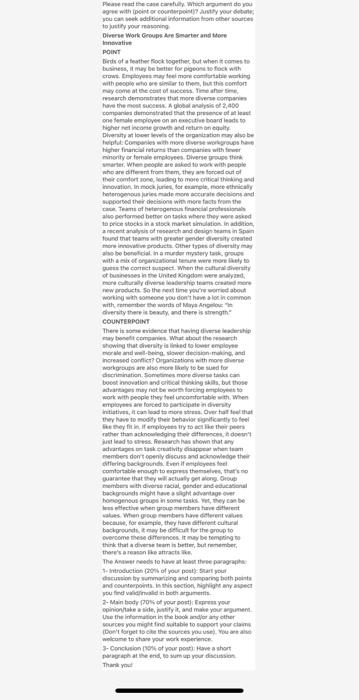 Discussion Title: Diverse work groups are smarter