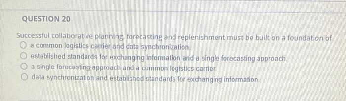 QUESTION 18 Quite often in a VMI system the