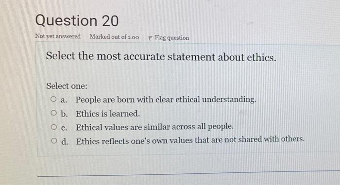 Question 16 Answer saved Marked out of 1,00