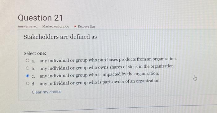 Question 16 Answer saved Marked out of 1,00