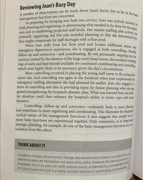 Reviewing Joan's Busy Day management functions