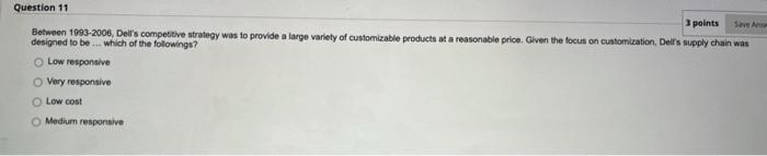 Question 10 The cost of making and delivering a