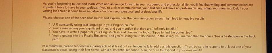 As you're beginning to use and learn Word and as