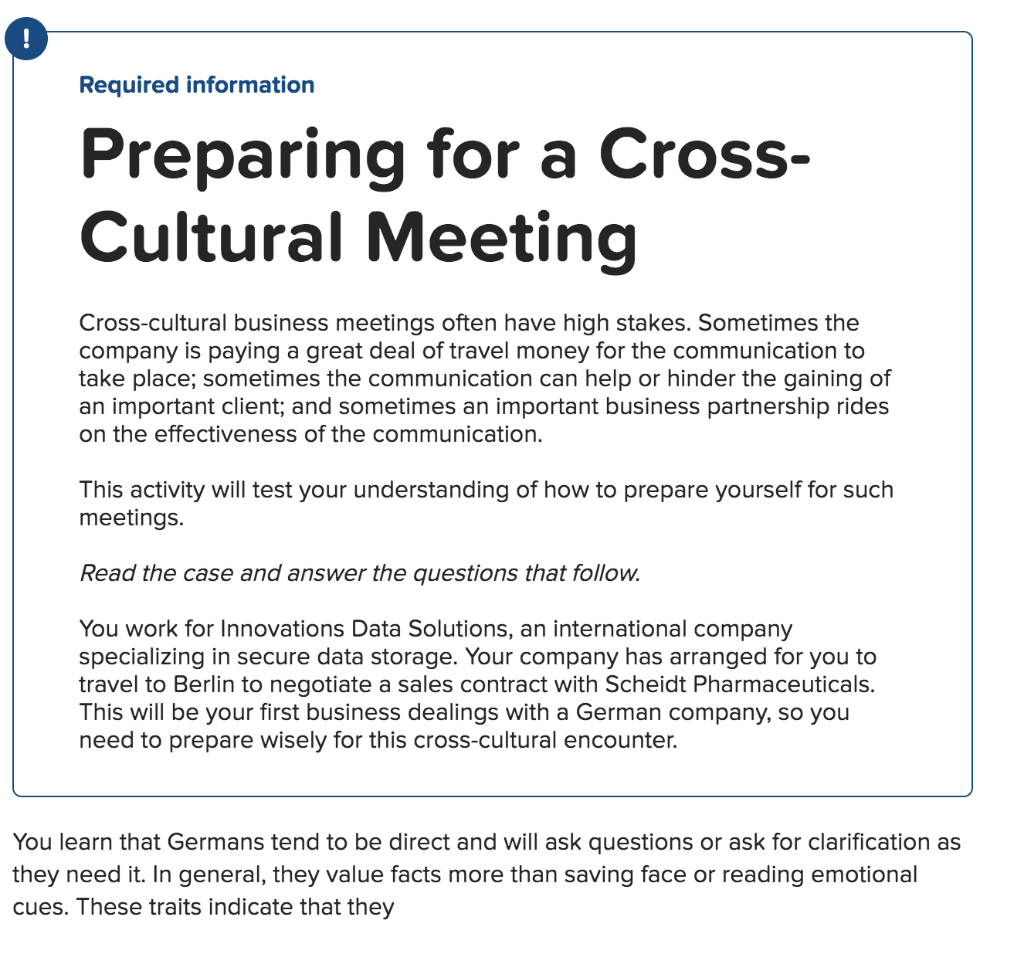 Required information Preparing for a Cross-