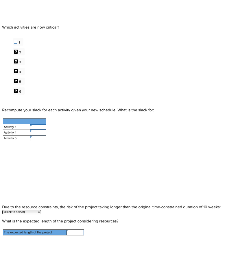 EX8-8 (Static) Develop a resource schedule using
