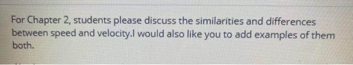 For Chapter 2, students please discuss the