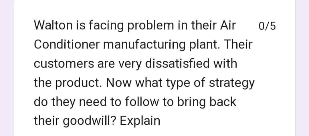 Walton is facing problem in their Air Conditioner