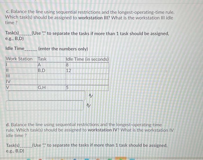 Are A and B correct also? c. Balance the line