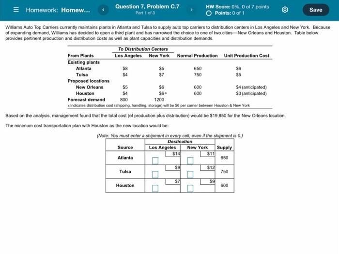 600 Homework: Homew... Question 7. Problem C.7 HW