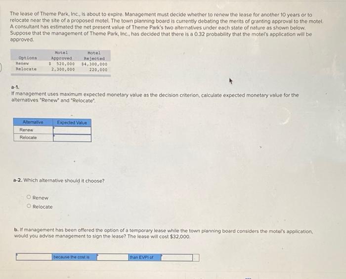The lease of Theme Park, Inc., Is about to