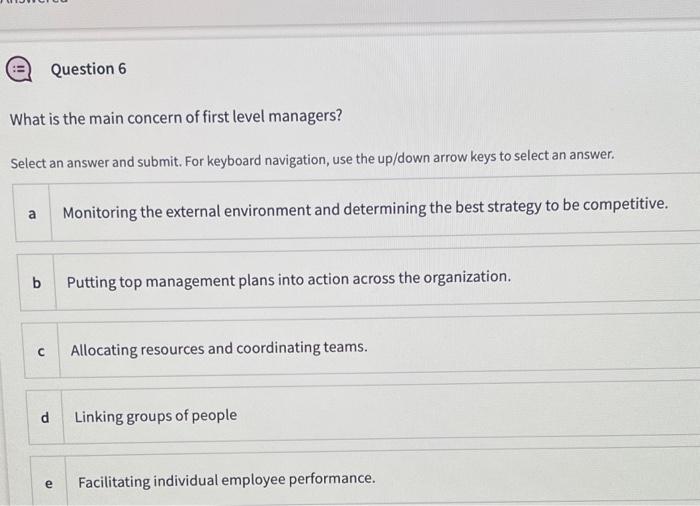 Question 6 What is the main concern of first