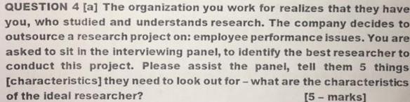 QUESTION 4 [a] The organization you work for