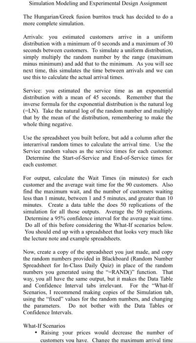 Simulation Modeling and Experimental Design