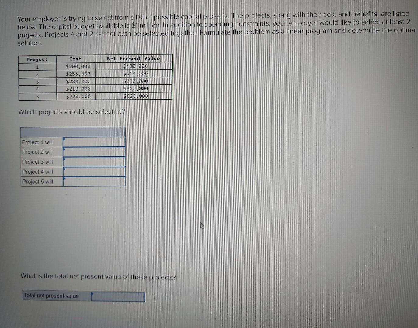 Your employer is trying to select from a list of