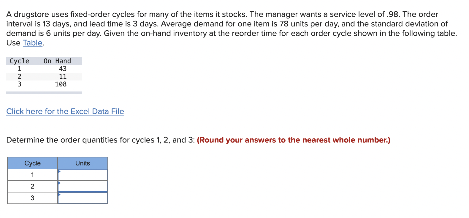 please show work! A drugstore uses fixed-order