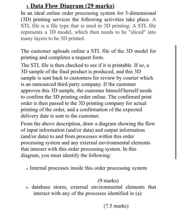 please do 1b 1. Data Flow Diagram (29 marks) In