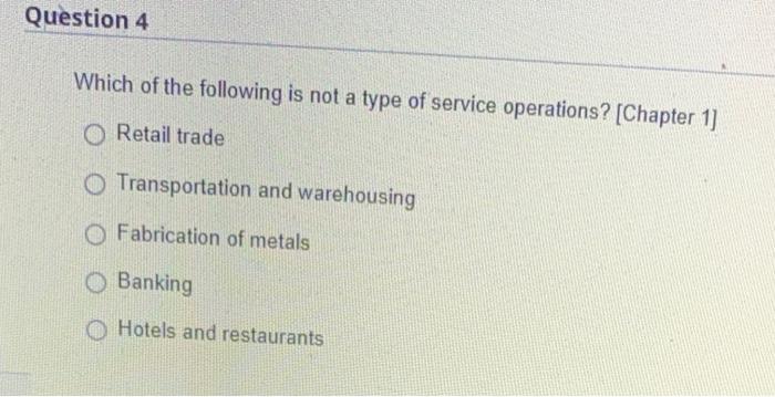 Question 4 Which of the following is not a type