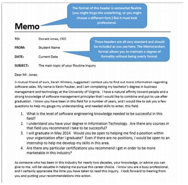 Assignment Instructions: Routine Inquiry