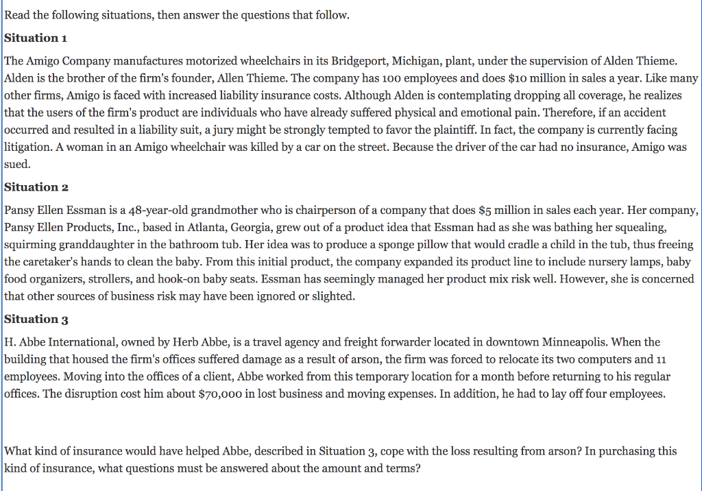 8. Read the following situations, then answer the