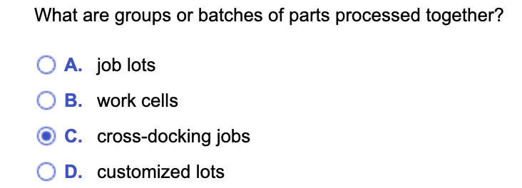 What are groups or batches of parts processed