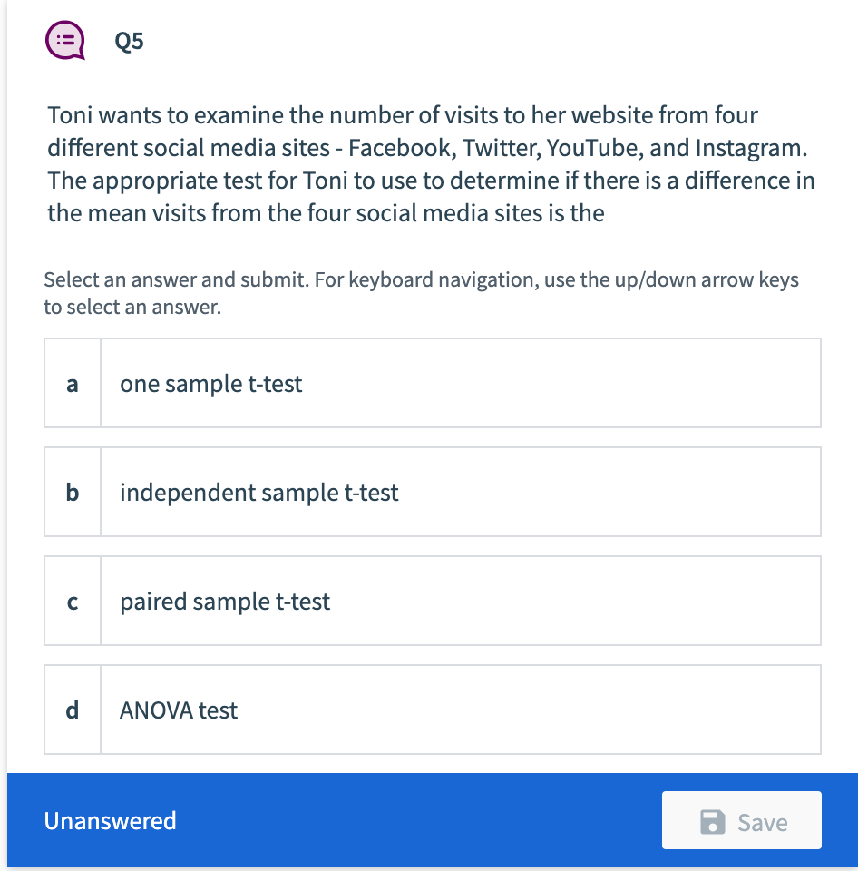 Q5 Toni wants to examine the number of visits to