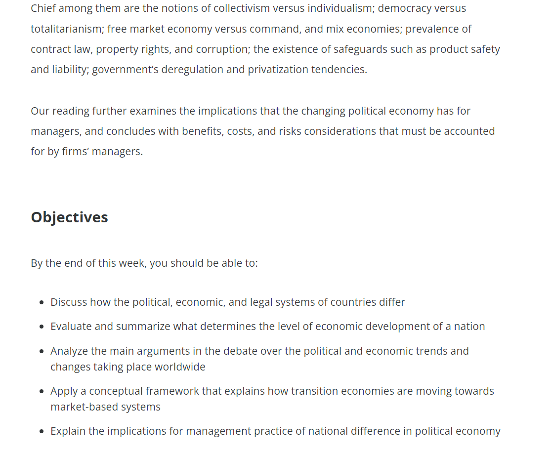 Reflect on this weeks lecture notes and consider