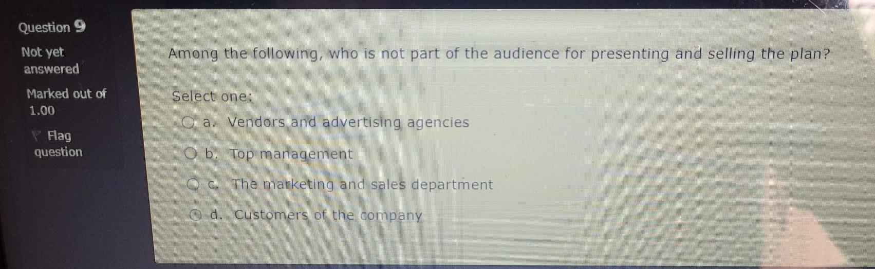 Question 1 Not yet answered Setting the goals for