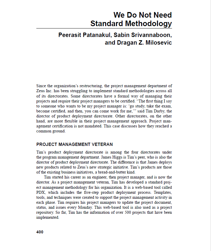 From case study - We do not need standard