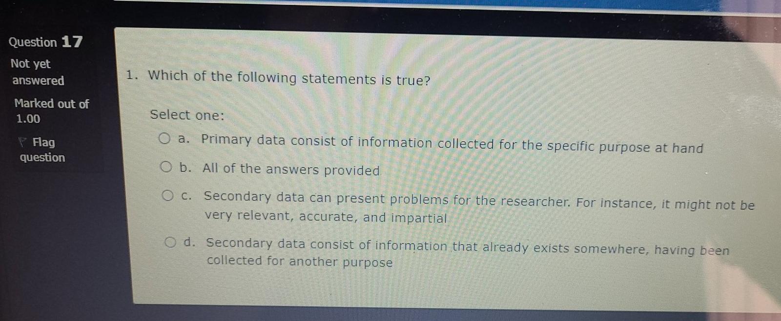 Question 1 Not yet answered Setting the goals for