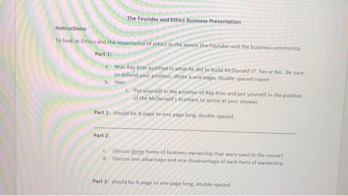 The Founder and Ethics Business Presentation