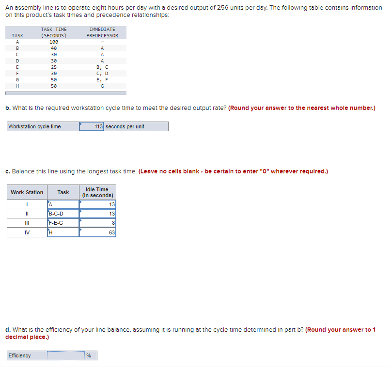 Please assist with section d. An assembly line is