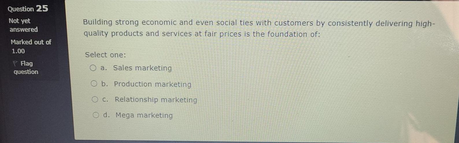 Question 1 Not yet answered Setting the goals for
