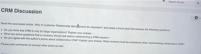 Search forums CRM Discussion Road the associated