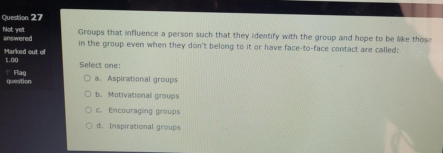 Question 1 Not yet answered Setting the goals for