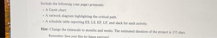 Can you please create: a Gantt chart a network