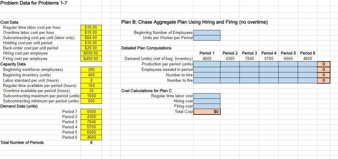 Problem Data for Problems 1-7 Plan B: Chase