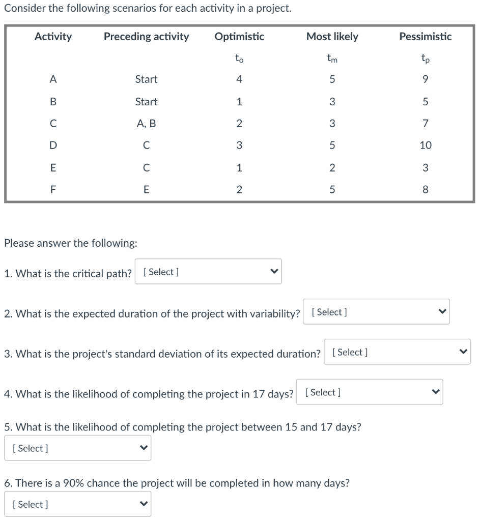 Answer choices: BCD / BCEF / ACEF 13.5 / 24.5 /