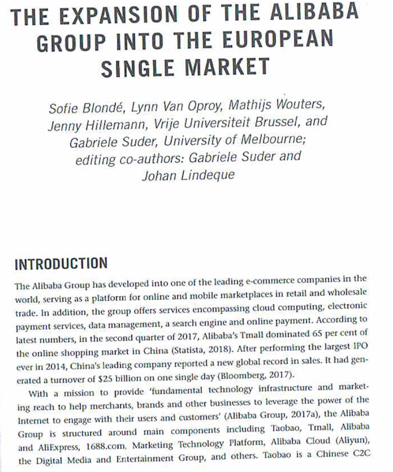 Case study: Alibaba in Europe (please answer the