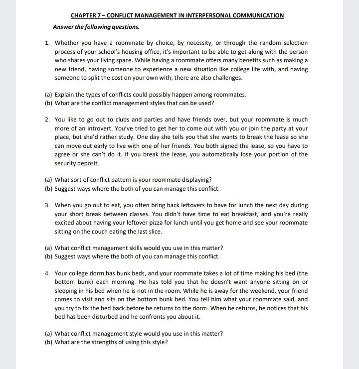 CHAPTER 7 - CONFLICT MANAGEMENT IN INTERPERSONAL