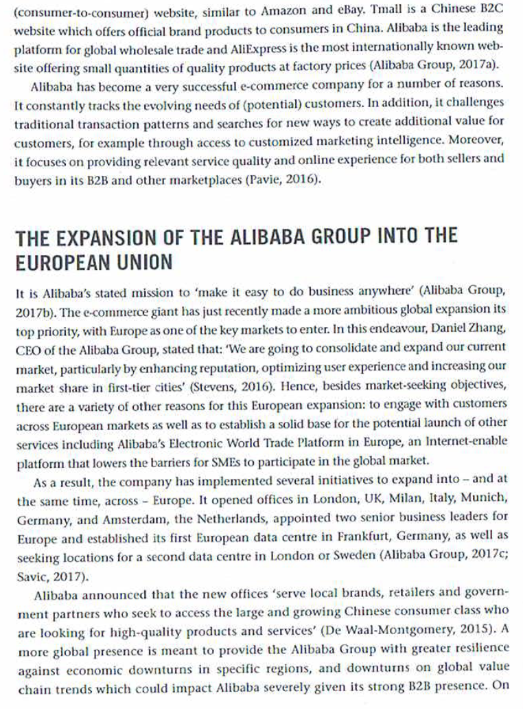 Case study: Alibaba in Europe (please answer the