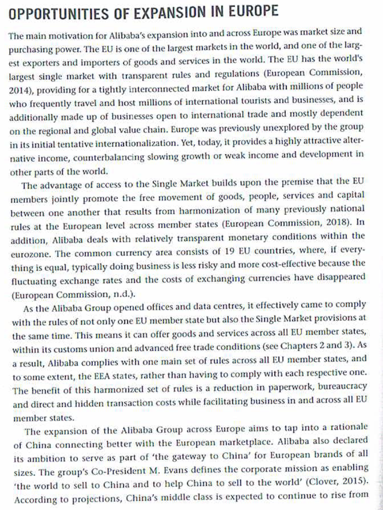 Case study: Alibaba in Europe (please answer the