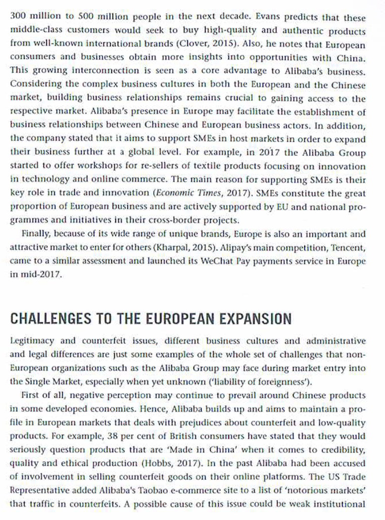 Case study: Alibaba in Europe (please answer the