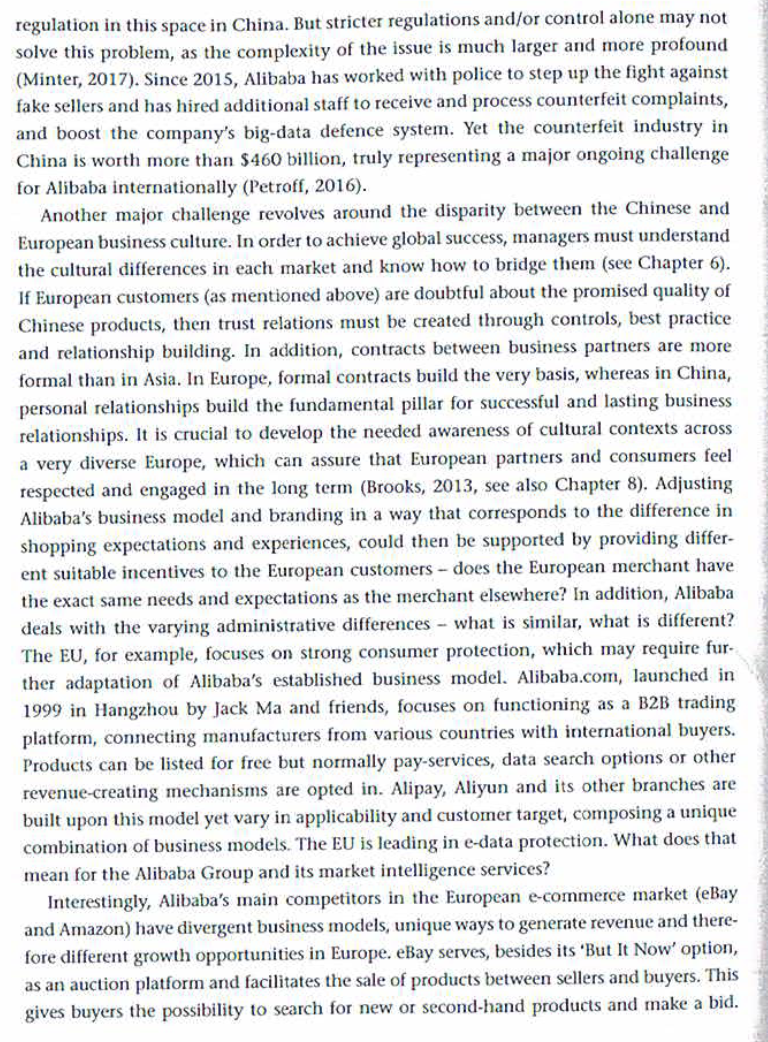 Case study: Alibaba in Europe (please answer the