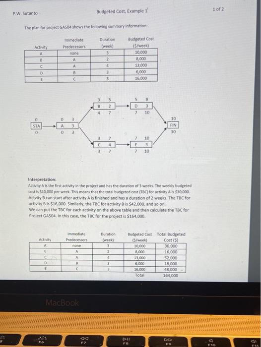 Suppose the project has been going on for five