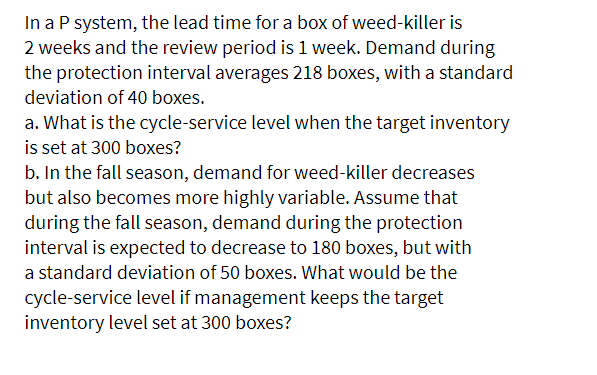 In a P system, the lead time for a box of