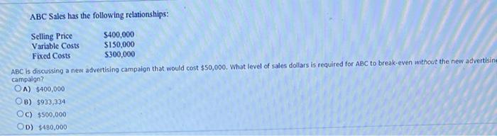 ABC Sales has the following relationships: ABC is
